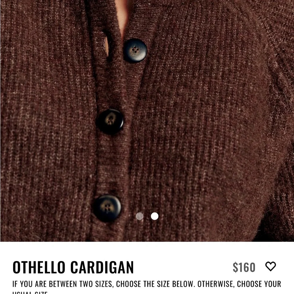 Sezane chocolate brown Othello cardigan sweater M - Picture 2 of 5